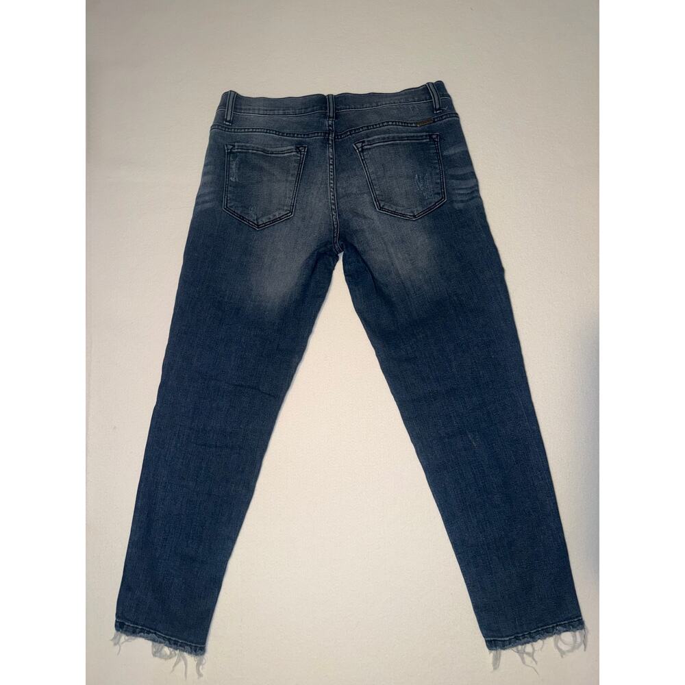Kancan women’s distressed moto ankle raw hem blue jeans - Picture 12 of 15